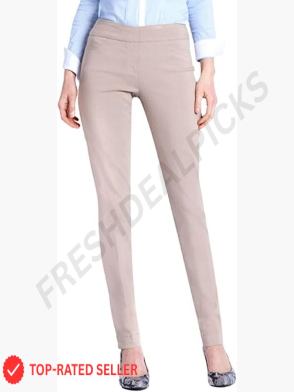 Wide Band Pull-On Straight Leg Pants with Tummy Control Mid Rise